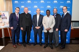 From L to R: ADL New York Regional Director Evan Bernstein; Bishop John O’Hara, Auxiliary Bishop at the Archdiocese of New York; ADL CEO Jonathan Greenblatt; Sheikh Yahya Abubakar, Islamic Cultural Center School; Rabbi David Sandmel, ADL Director of Interfaith Affairs; Andrew Frackman, ADL New York Region Board Chair